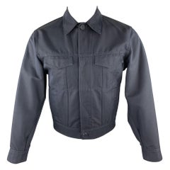 CALVIN KLEIN COLLECTION Size M Navy Cotton Blend Trucker Jacket