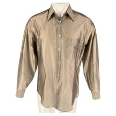 CALVIN KLEIN COLLECTION Size M Tan Cotton Silk Long Sleeve Shirt