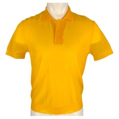 CALVIN KLEIN COLLECTION Size M Yellow Metallic Polyamide Buttoned Polo