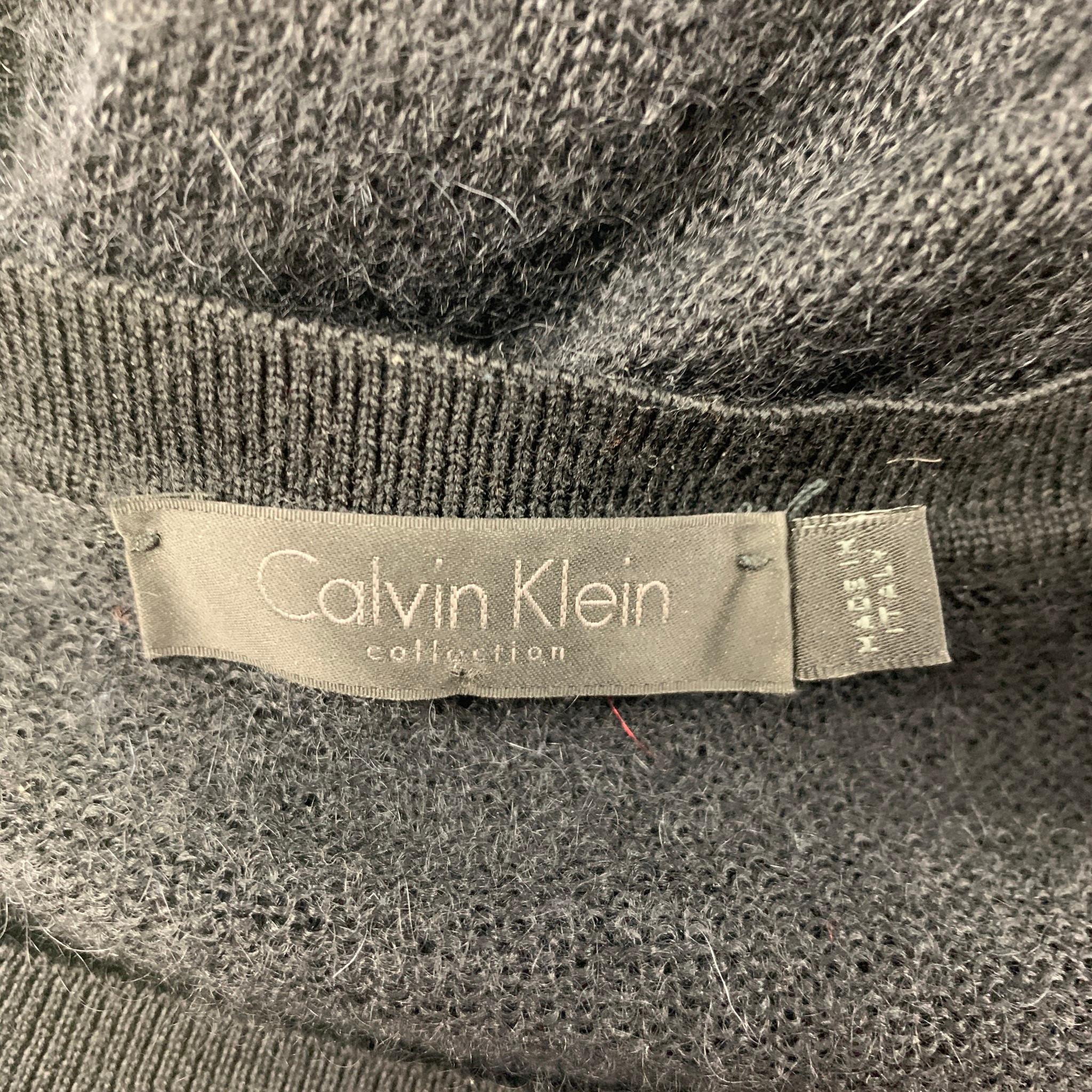 Men's CALVIN KLEIN COLLECTION Size S Black Mohair Blend Crew-Neck Pullover