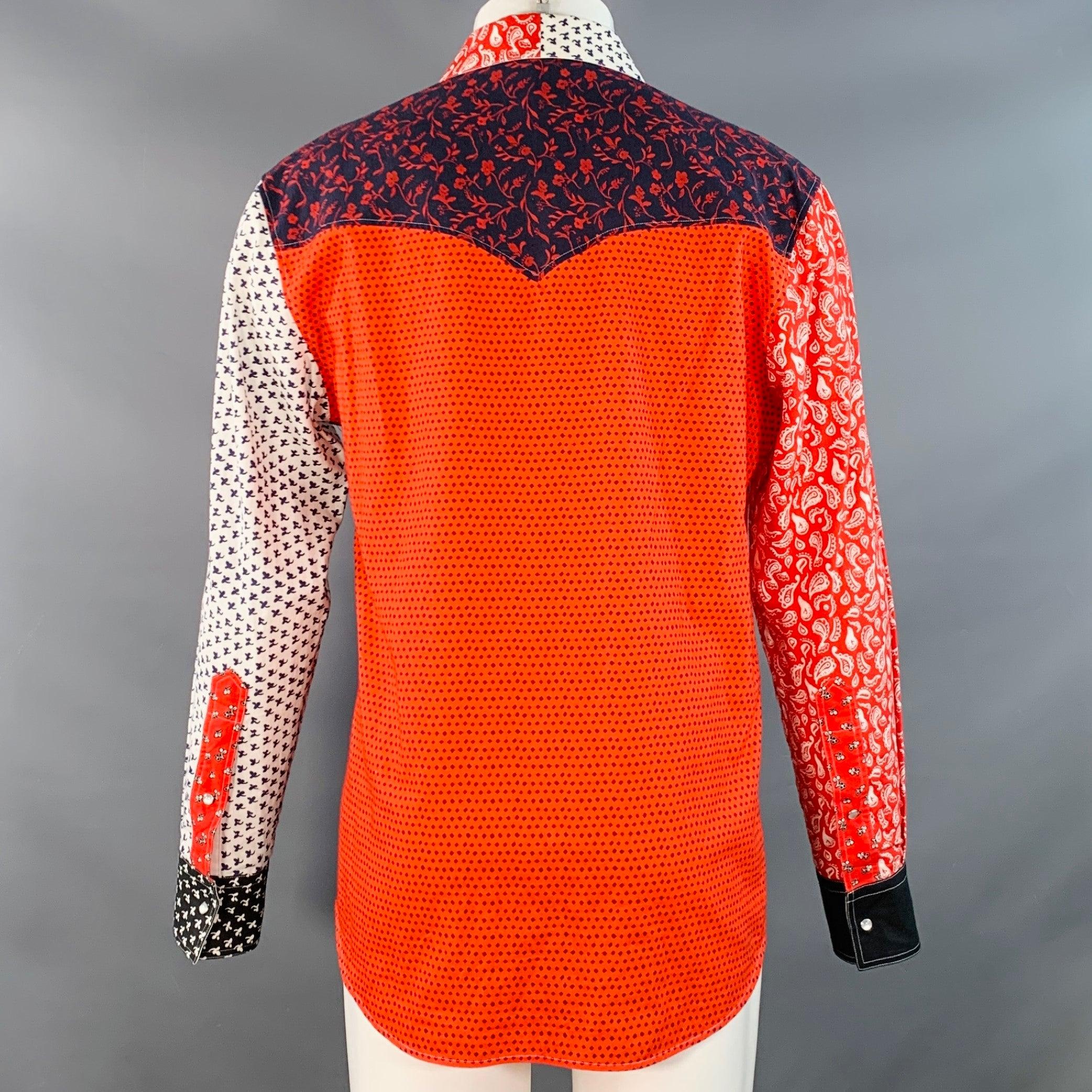 De los hombres CALVIN KLEIN COLLECTION Talla S Camisa de manga larga de algodón con bandana de parches multicolor en venta