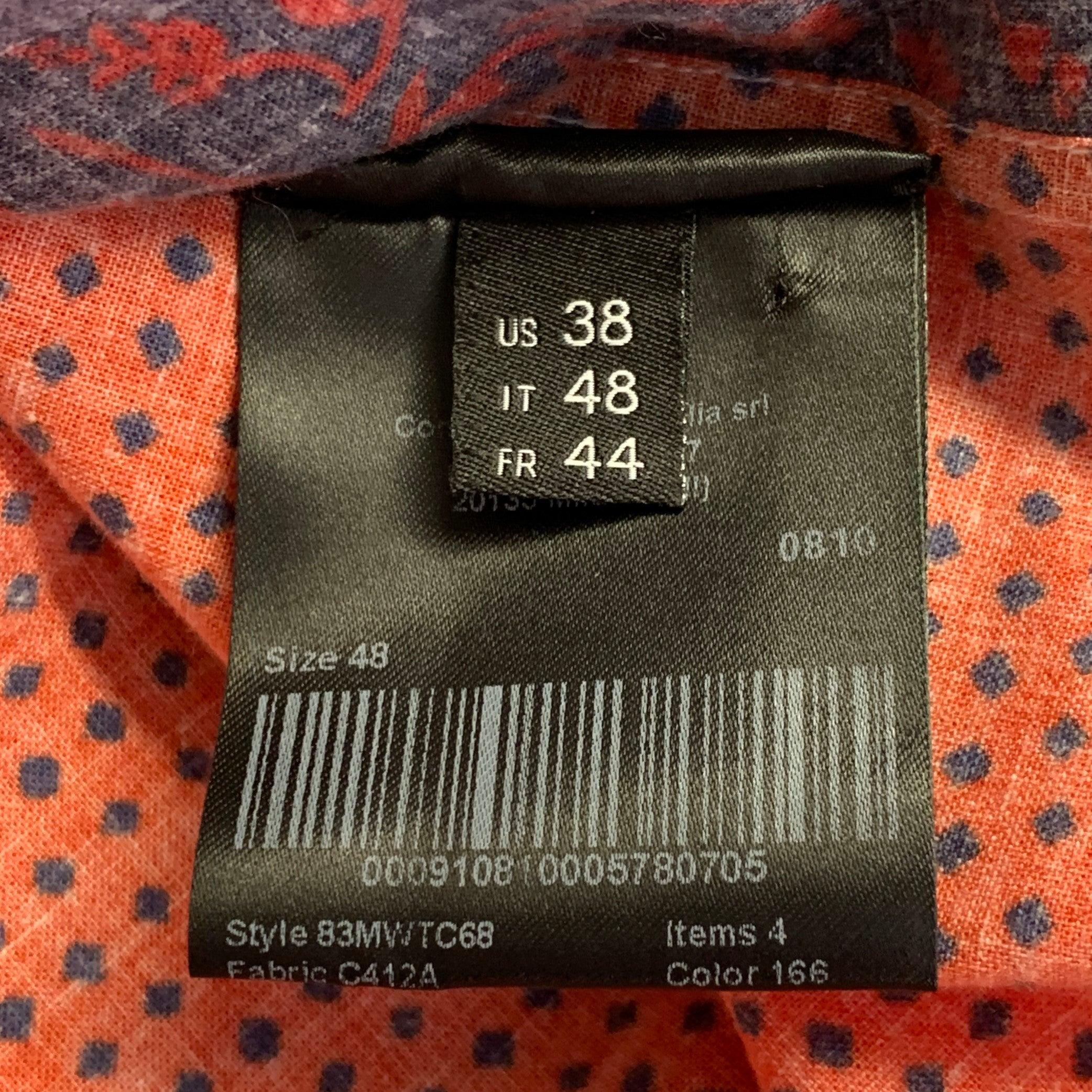 CALVIN KLEIN COLLECTION Talla S Camisa de manga larga de algodón con bandana de parches multicolor en venta 2