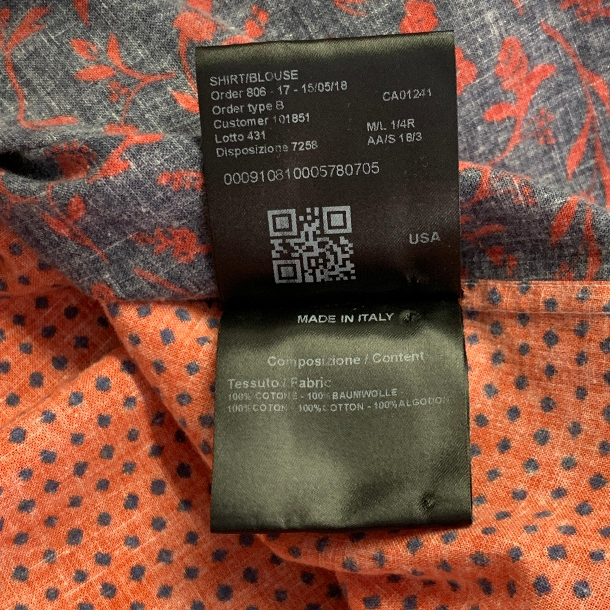 CALVIN KLEIN COLLECTION Talla S Camisa de manga larga de algodón con bandana de parches multicolor en venta 3