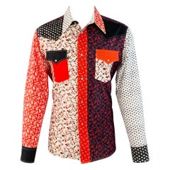 CALVIN KLEIN COLLECTION Size S Multi Color Patchwork Bandana Cotton Long Sleeve Shirt