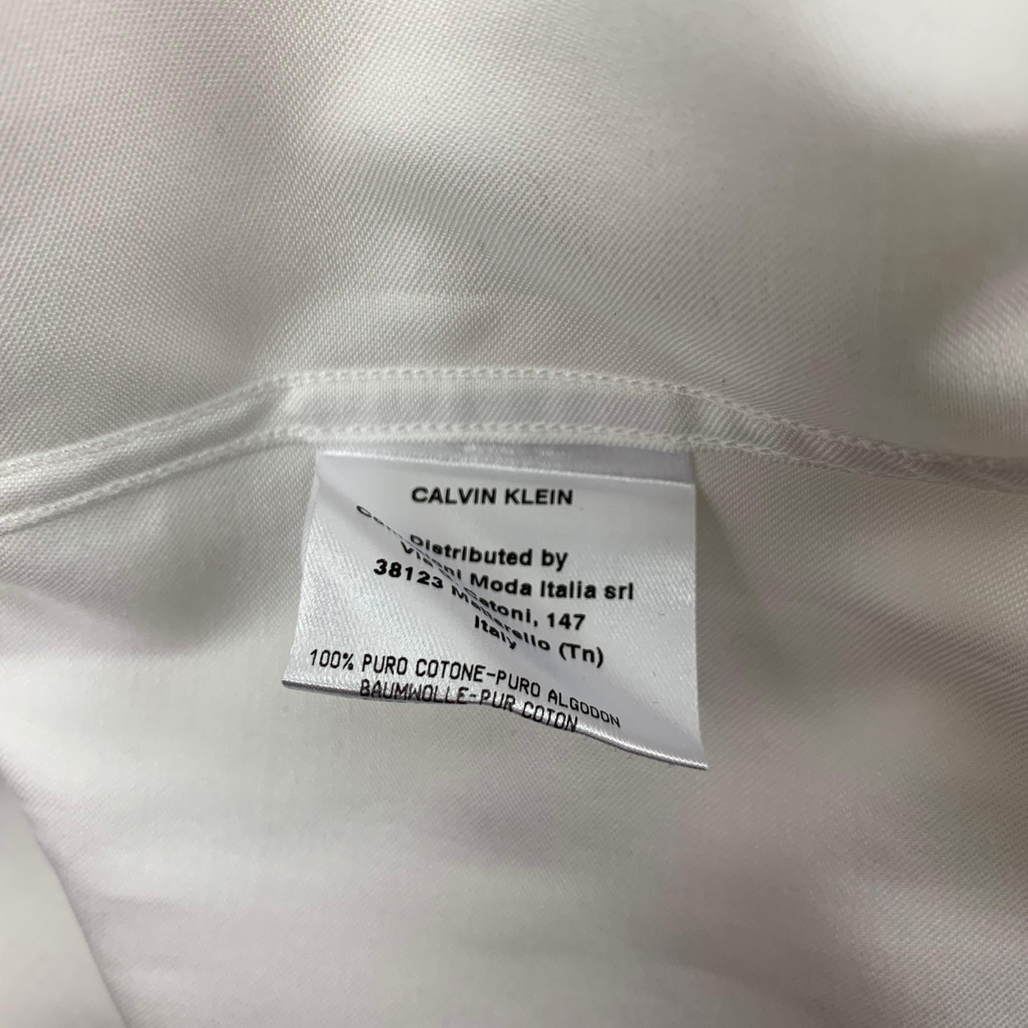 CALVIN KLEIN COLLECTION Size XL White Cotton Long Sleeve Shirt 1