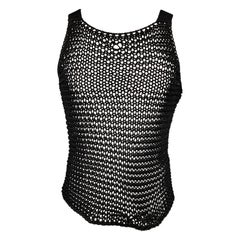 CALVIN KLEIN COLLECTION Size XS Black Knitted Cotton Fishnet Tank Top