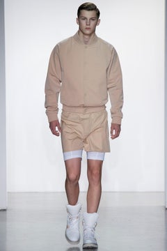 CALVIN KLEIN COLLECTION Spring 2015 Runway 38 Blush Nude Tan Bomber Jacket