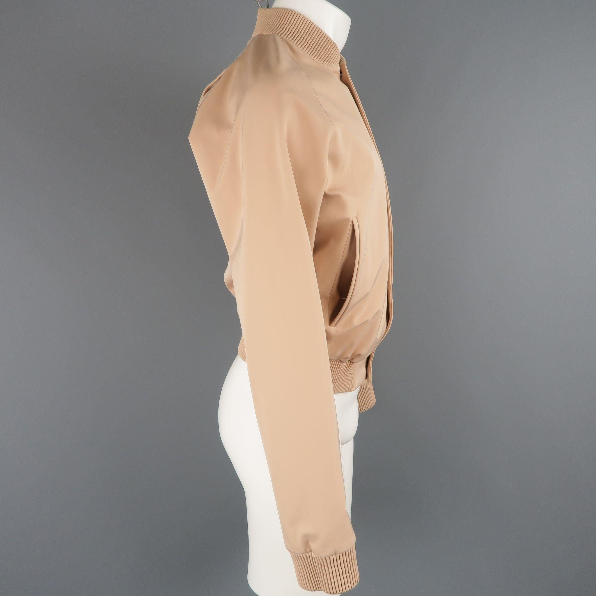 CALVIN KLEIN COLLECTION Spring 2015 Runway 38 Blush Nude Tan Bomber Jacket For Sale 2