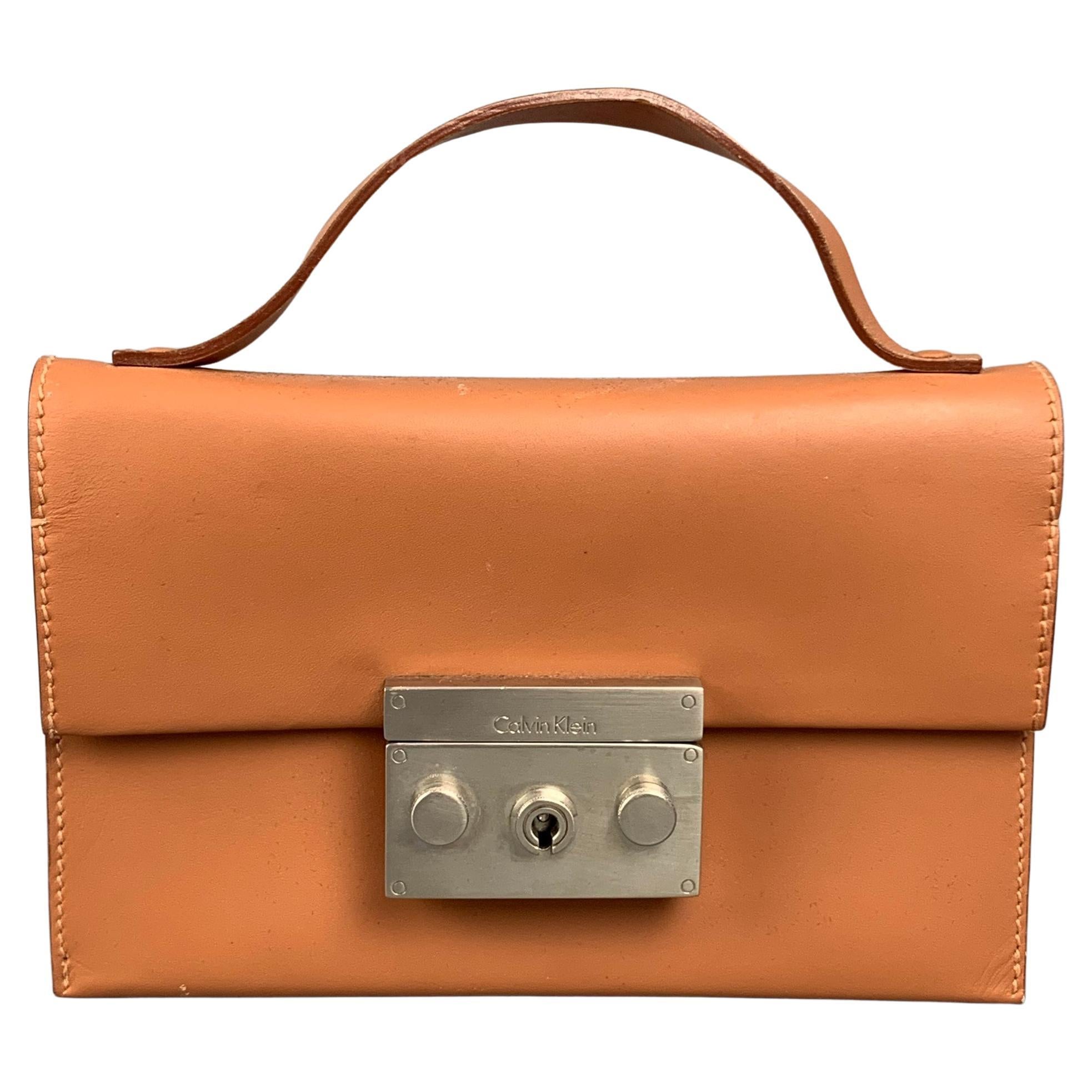 CALVIN KLEIN COLLECTION Tan Leather Rectangle Mini Bag