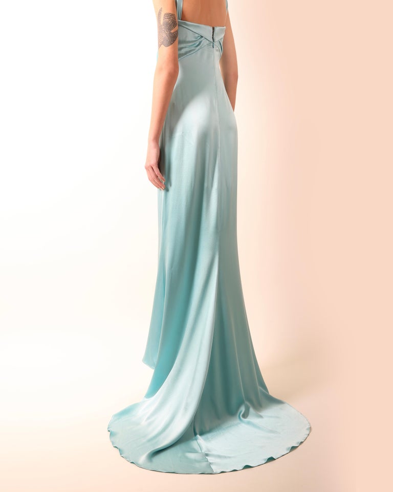 calvin klein corset dress Calvin Klein Collection turquoise silk corset bustier cut out maxi dress  gown 6 at 1stDibs
