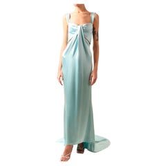 Calvin Klein Collection turquoise silk corset bustier cut out maxi dress gown 6