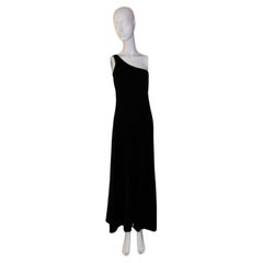 CALVIN KLEIN COLLECTION Vintage Black One Shoulder Maxi Dress Evening Gown