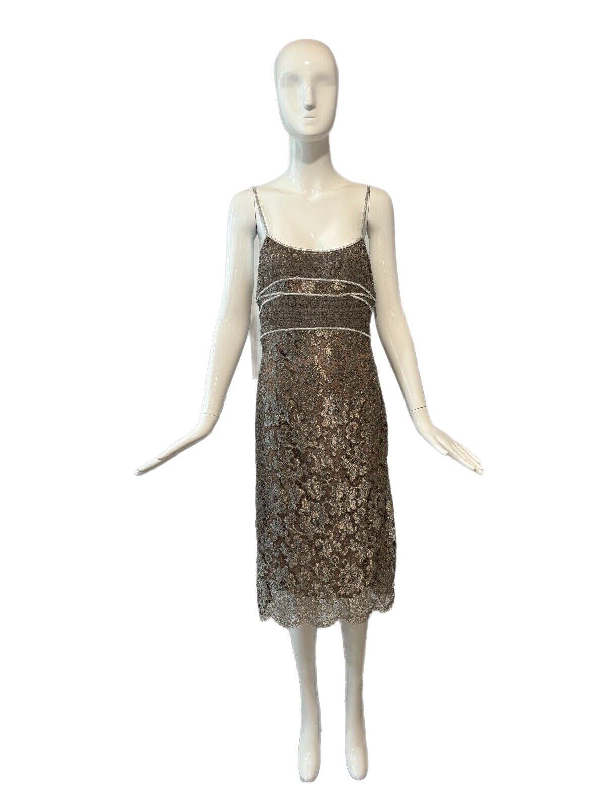 CALVIN KLEIN COLLECTION Vintage Lace Dress with Silk Oversized Shawl Wrap Scarf 2