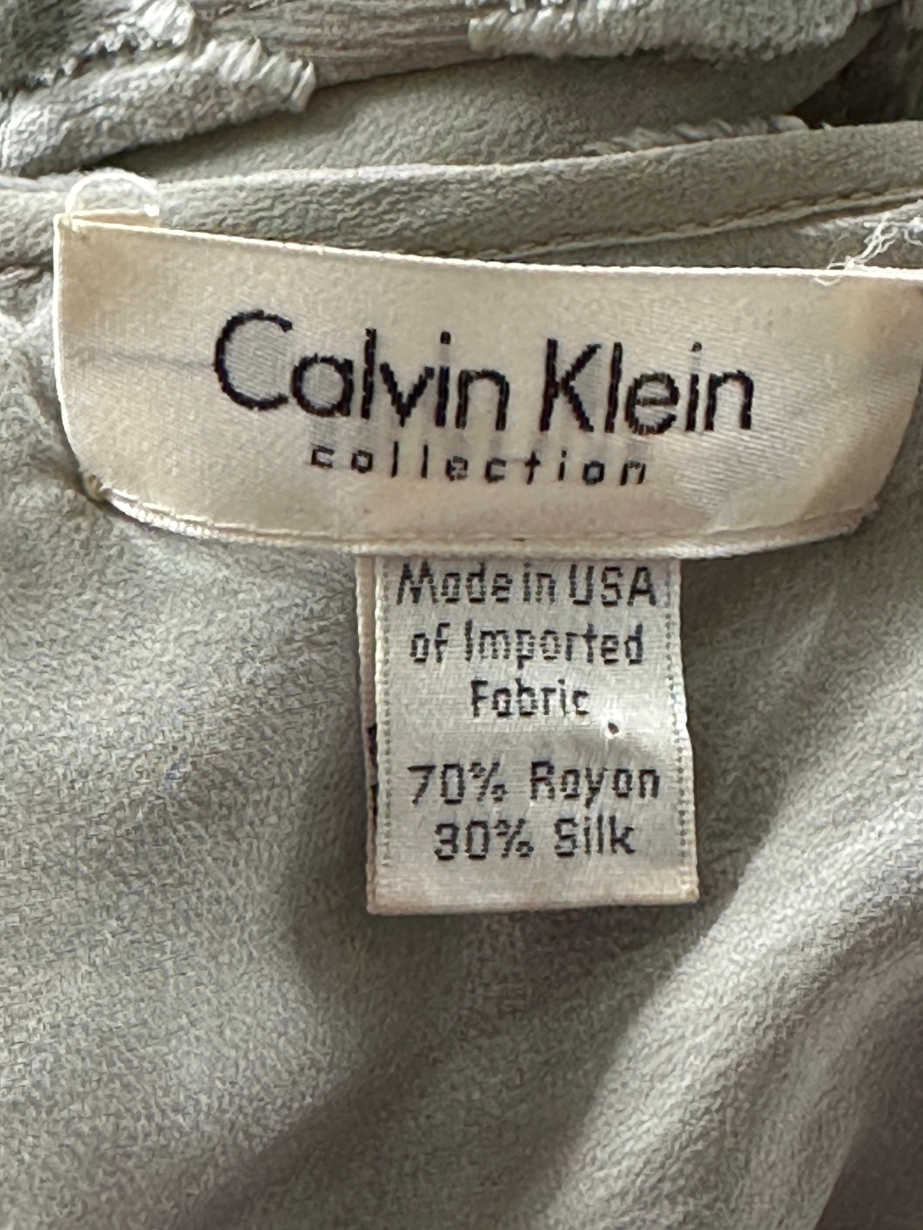 Calvin Klein Collection Vintage Leaf Pattern Devore Velvet Dress For Sale  at 1stDibs