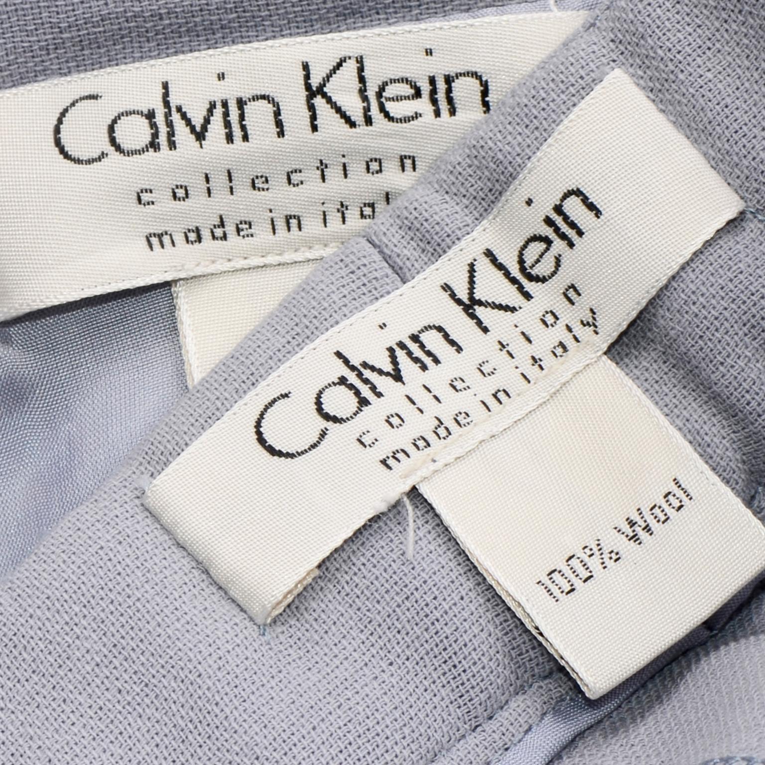 Calvin Klein Collection Vintage Periwinkle Blue Suit Jacket & High Rise Pants For Sale 2