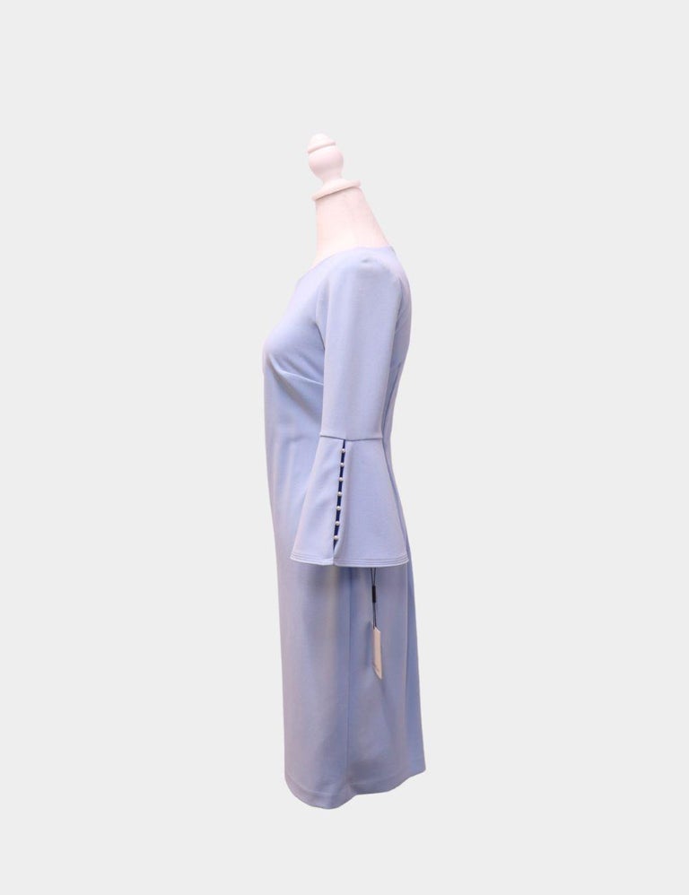 strapless open back dress Calvin Klein Deep Purple Bell 3/4 Sleeve Sheath Dress
