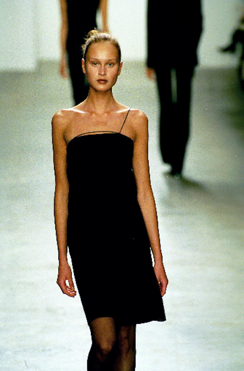 Calvin Klein F/W 1997 black minimal spaghetti straps tube dress 1