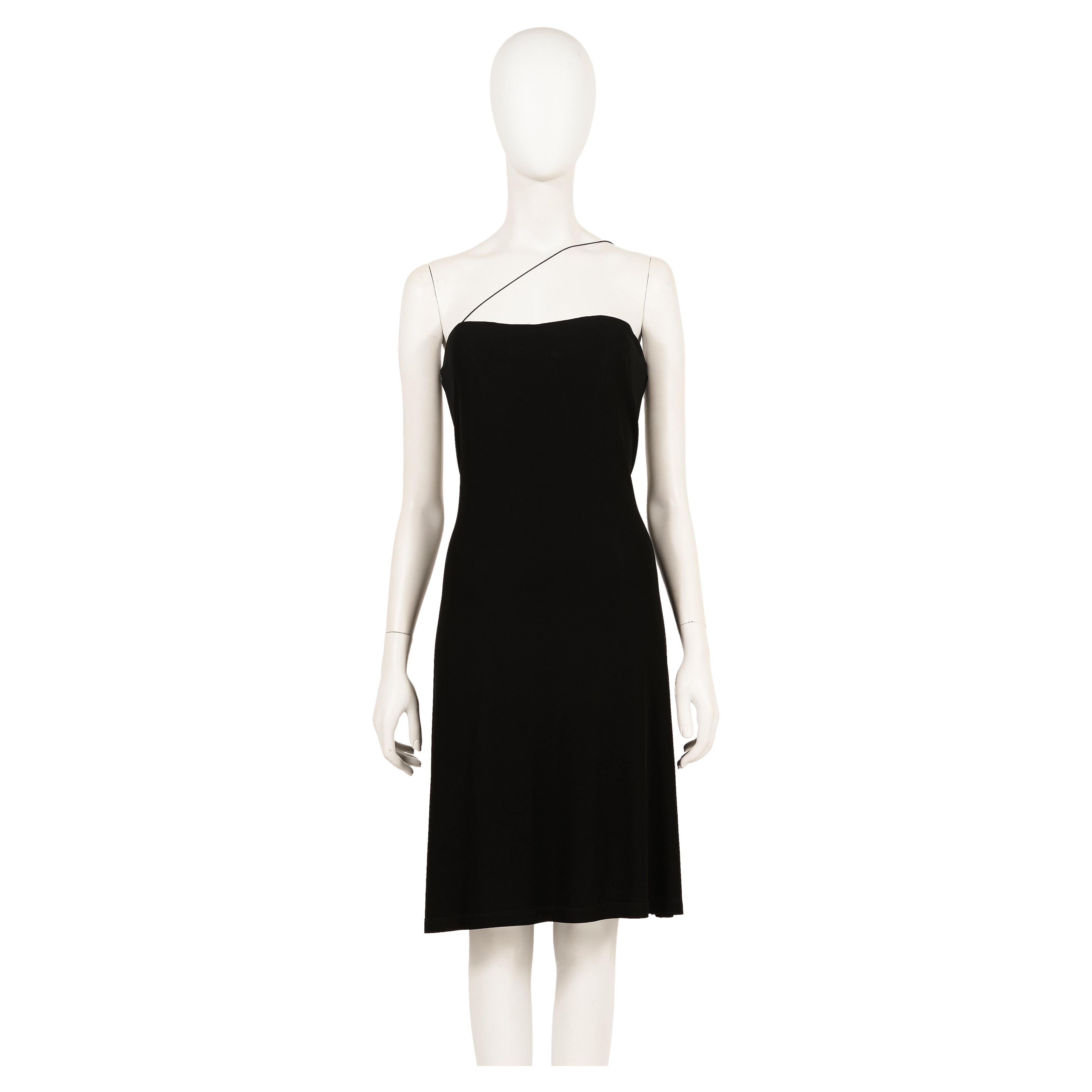 Calvin Klein F/W 1997 black minimal spaghetti straps tube dress