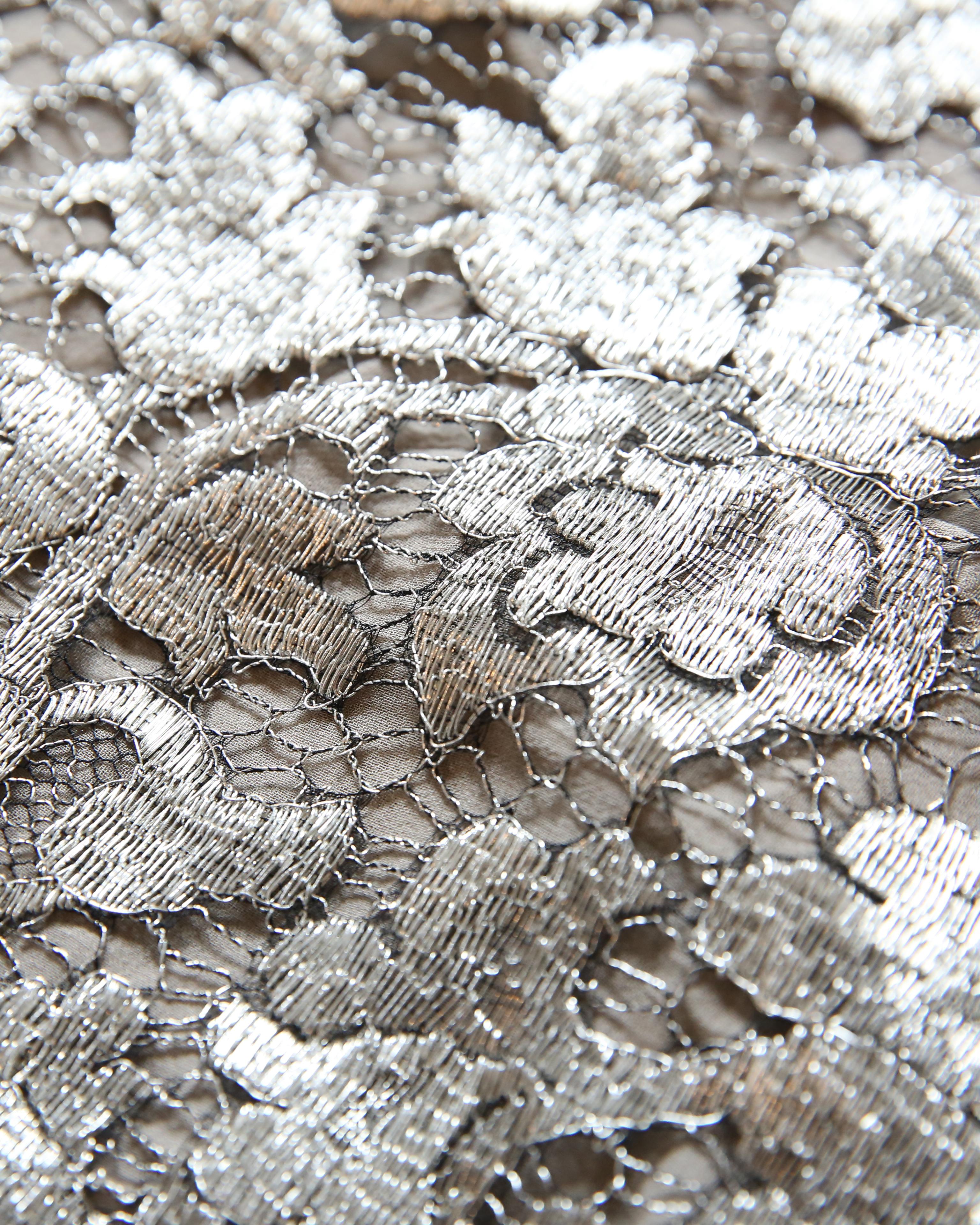 Calvin Klein FW 1991 Iconic silver metallic mini dress worn by Karan Mulder US 4 7