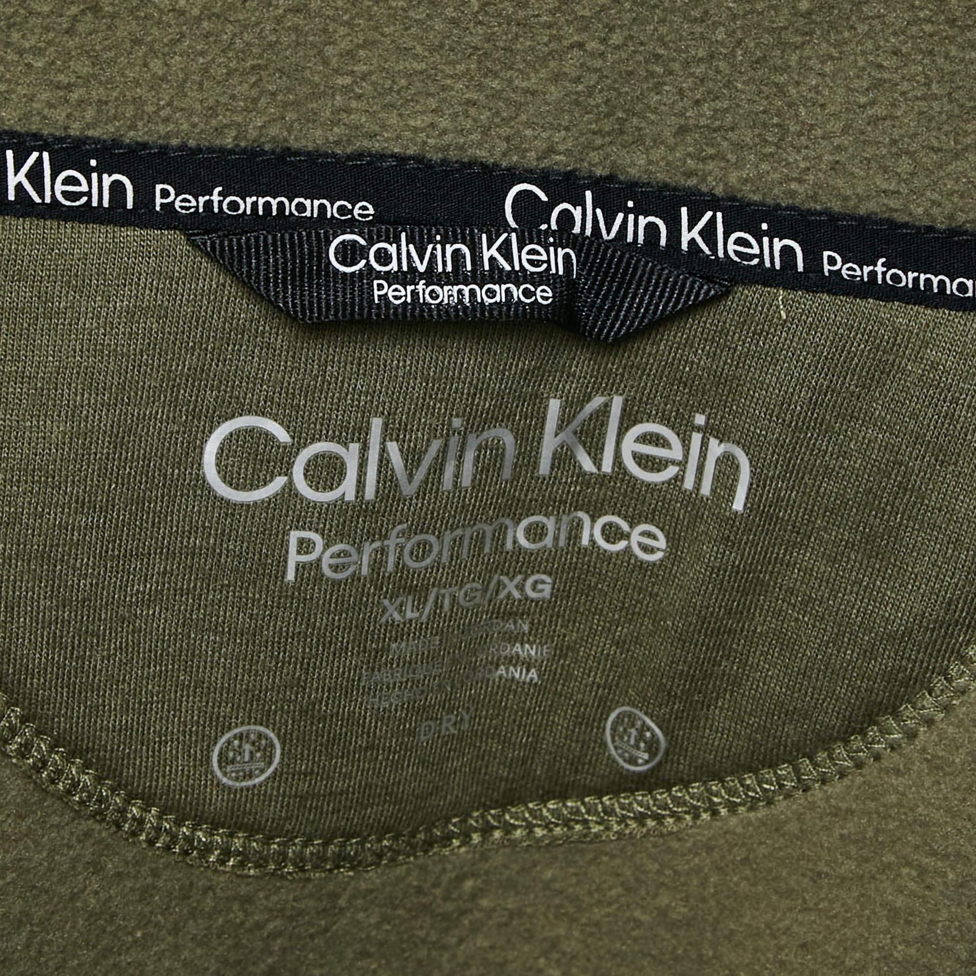 Calvin Klein Green Synthetic Fleece Performance Jacket XL Bon état - En vente à Dubai, Al Qouz 2
