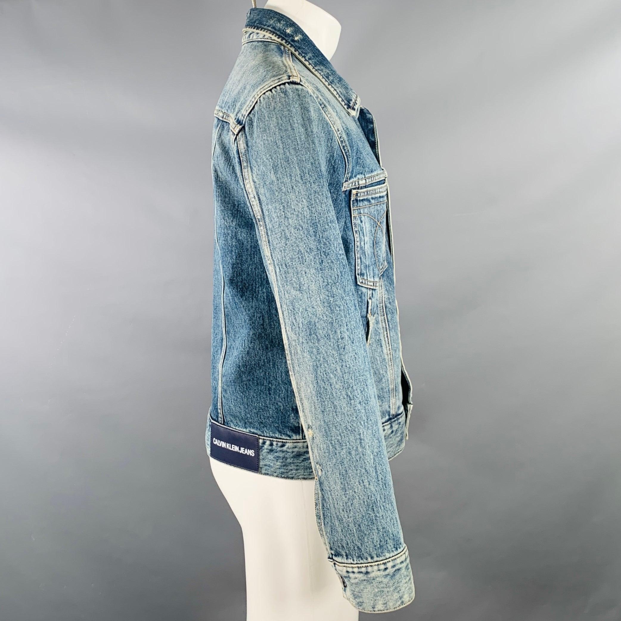 Gray CALVIN KLEIN JEANS Size M Blue Distressed Cotton Jacket