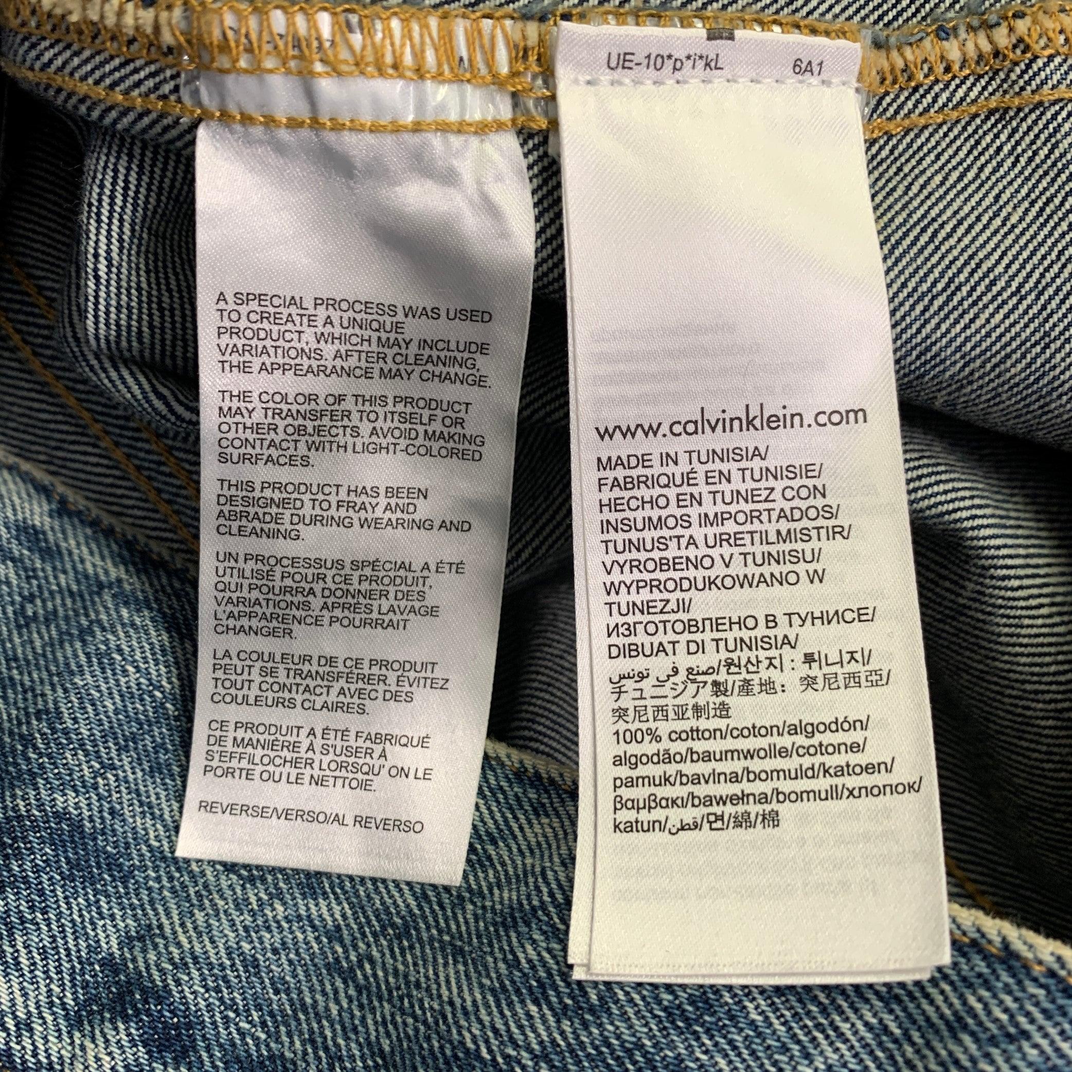 CALVIN KLEIN JEANS Size M Blue Distressed Cotton Jacket 2