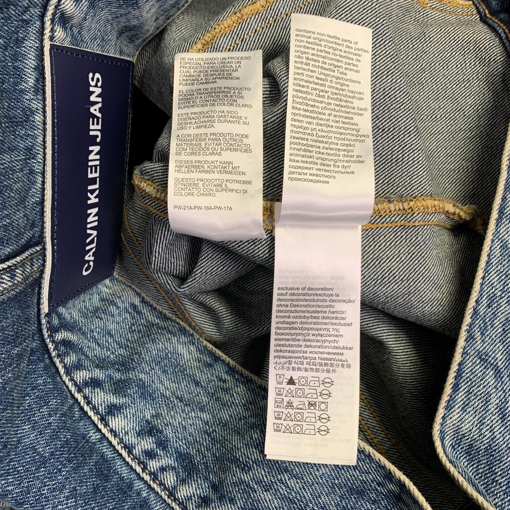 CALVIN KLEIN JEANS Size M Blue Distressed Cotton Jacket 3