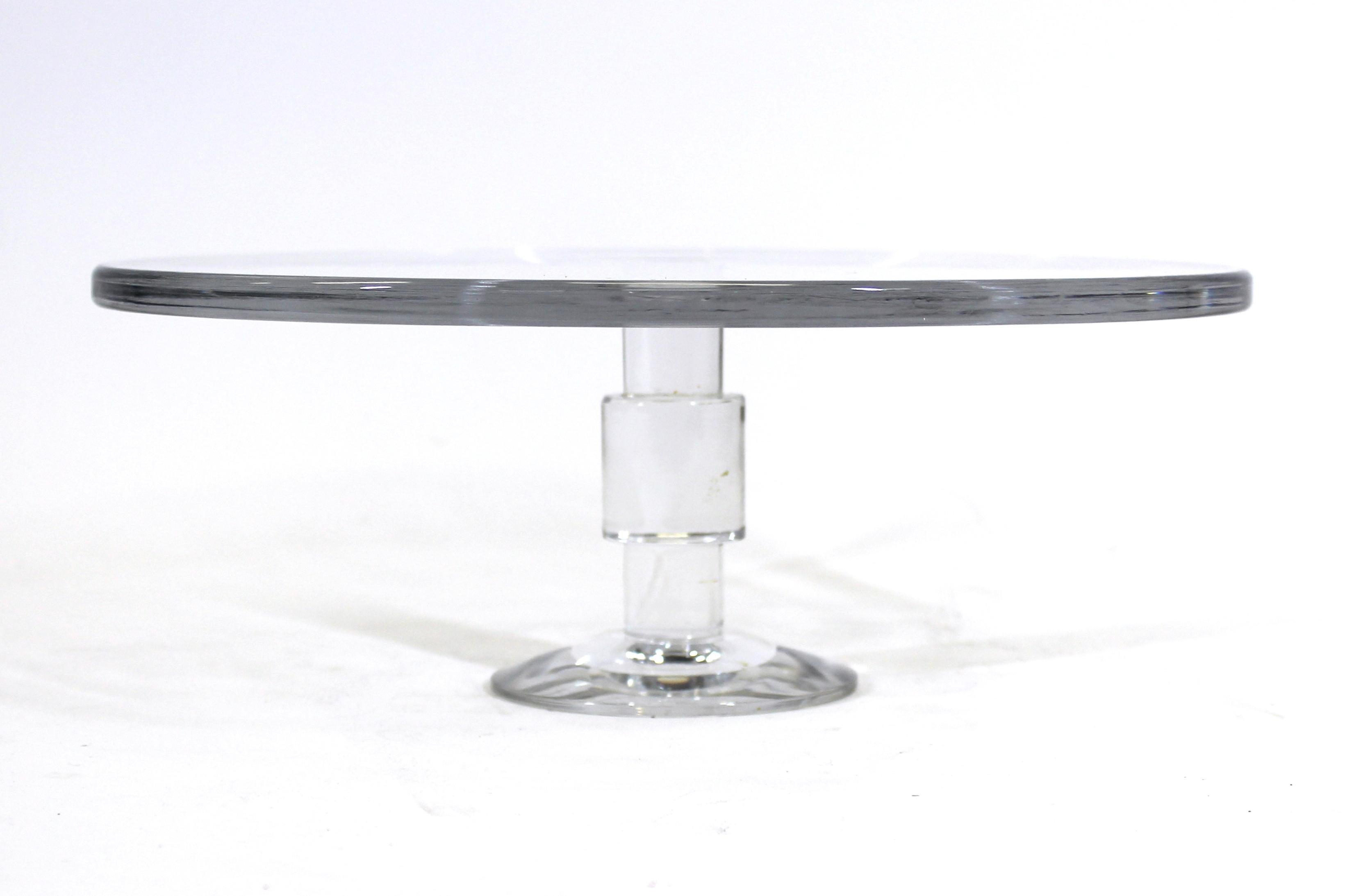 Calvin Klein modern vintage glass cake stand, marked on the bottom.