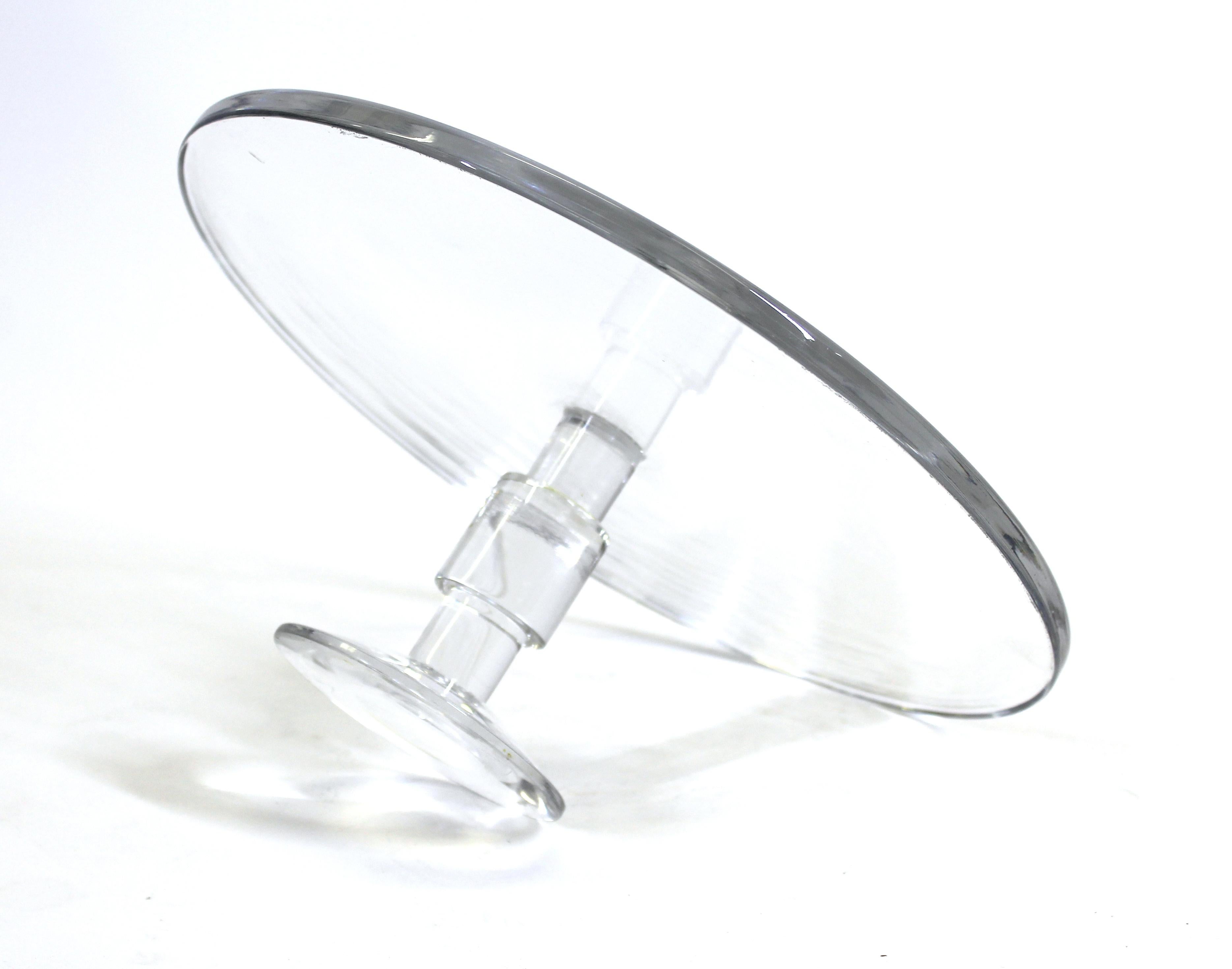 Calvin Klein Modern Vintage Glass Cake Stand In Good Condition In New York, NY