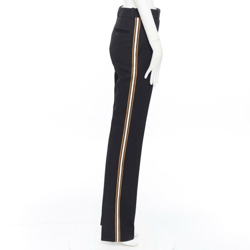 CALVIN KLEIN Raf Simons 2018 black white gold trim straight leg trousers US0 XXS In New Condition For Sale In Hong Kong, NT