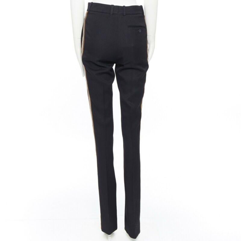 Women's CALVIN KLEIN Raf Simons 2018 black white gold trim straight leg trousers US0 XXS For Sale