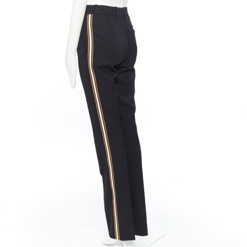 CALVIN KLEIN Raf Simons 2018 black white gold trim straight leg trousers US0 XXS For Sale 1