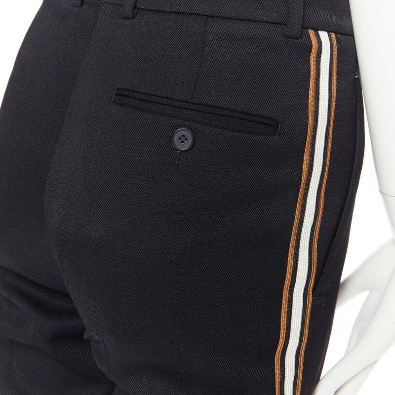 CALVIN KLEIN Raf Simons 2018 black white gold trim straight leg trousers US0 XXS For Sale 3