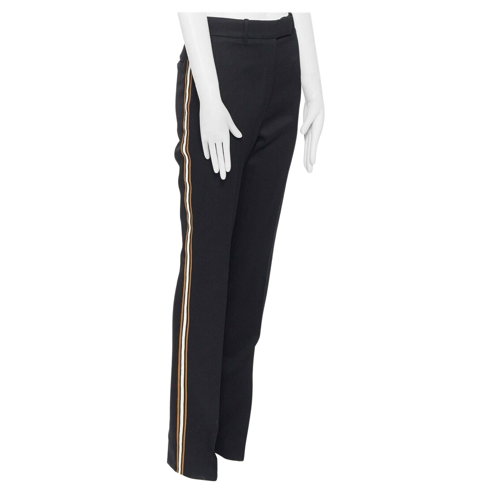 CALVIN KLEIN RAF SIMONS AW18 black white gold trim straight leg trousers US2 XS