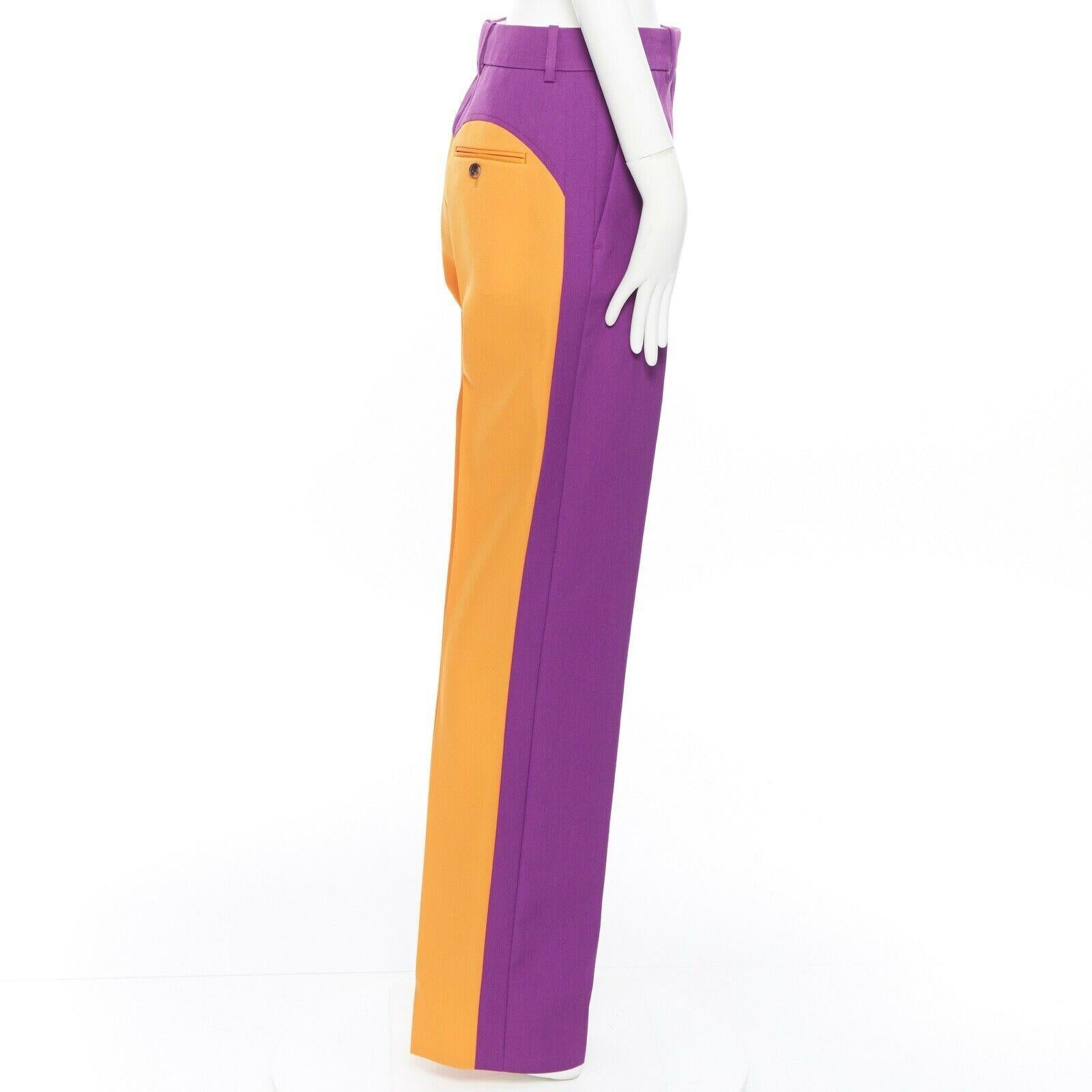 Purple CALVIN KLEIN RAF SIMONS SS18 purple orange colour-block straight trousers US2 XS