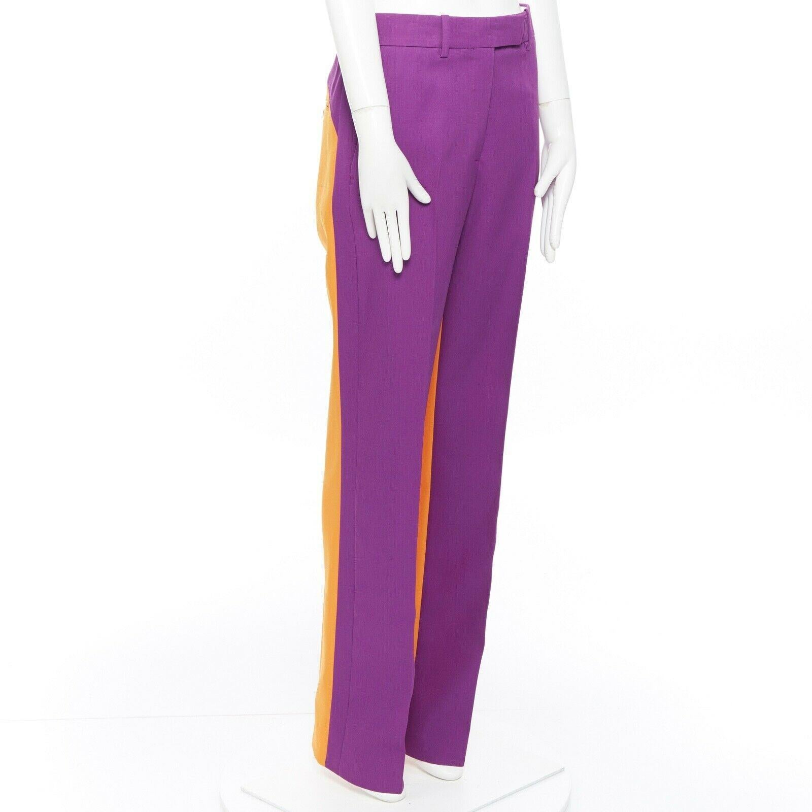 CALVIN KLEIN RAF SIMONS SS18 purple orange colour-block straight trousers US2 XS In Good Condition In Hong Kong, NT