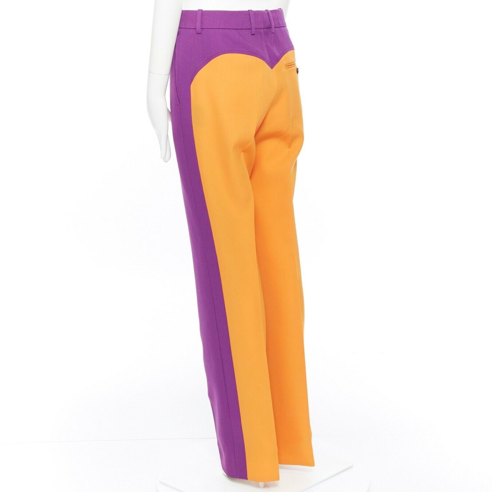 CALVIN KLEIN RAF SIMONS SS18 purple orange colour-block straight trousers US2 XS 1