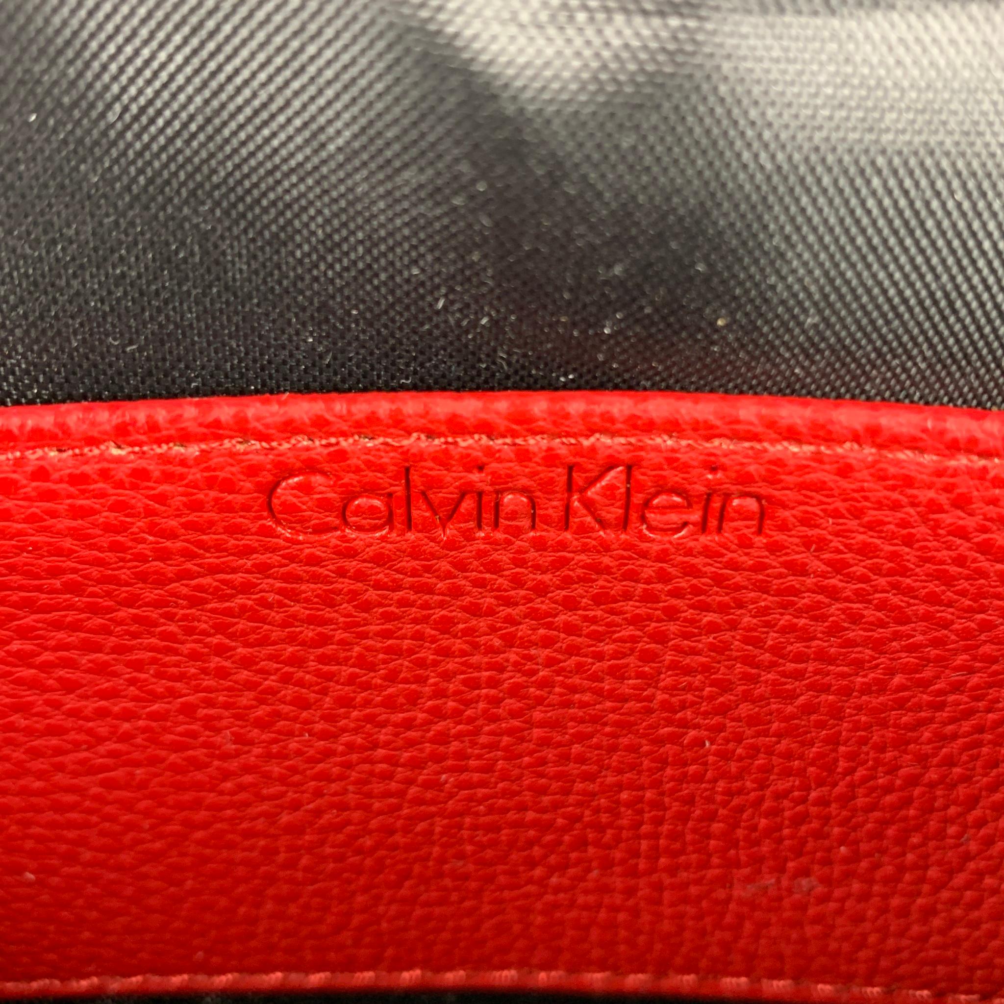 CALVIN KLEIN Red Pebble Grain Leather Fanny Pack 2