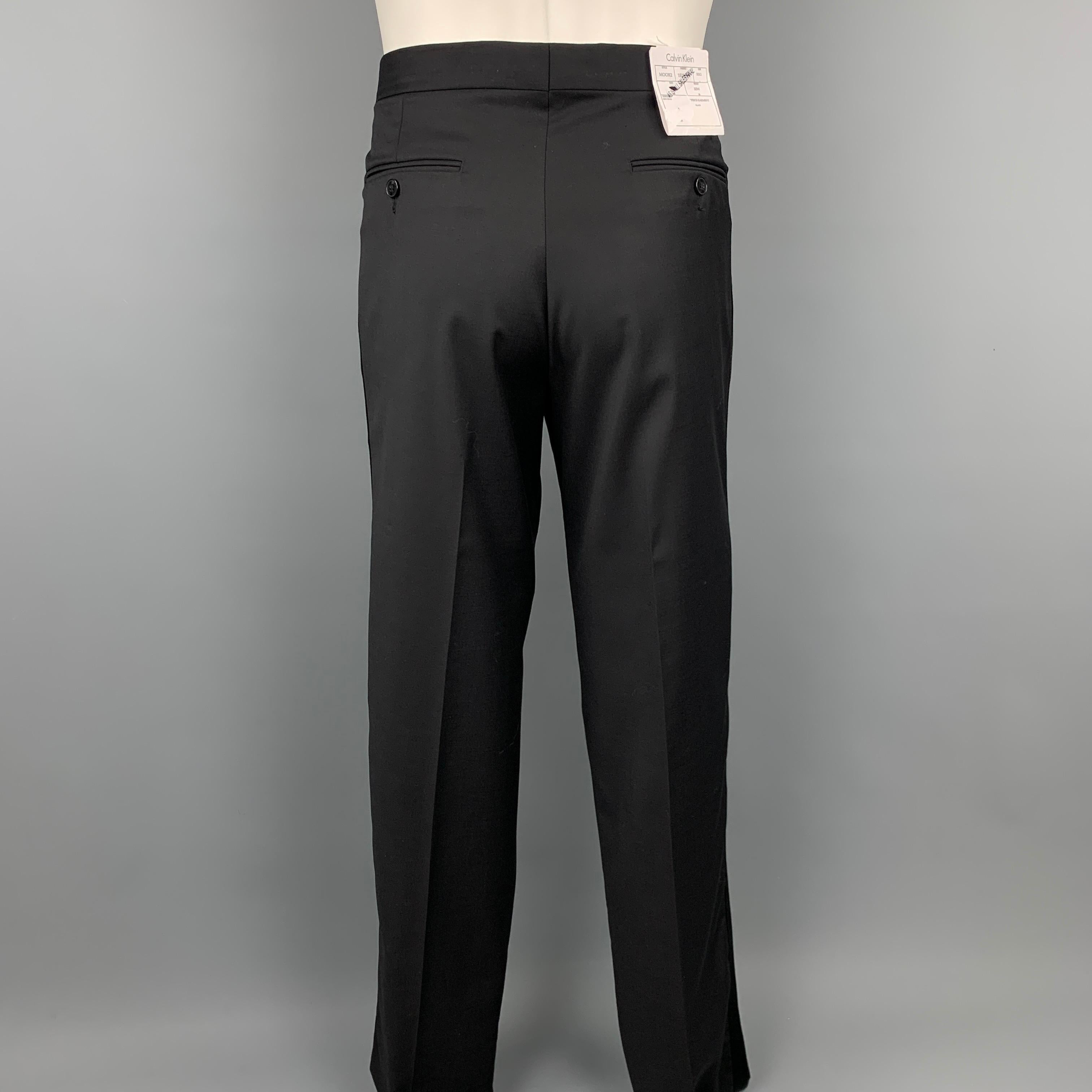CALVIN KLEIN Regular Slim Fit Size 36 Black Wool Tuxedo Suit 1