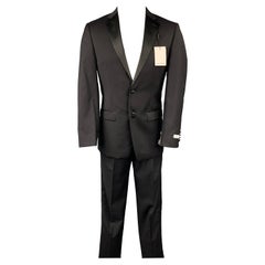 CALVIN KLEIN Regular Slim Fit Größe 36 Schwarzer Woll-Smoking-Anzug