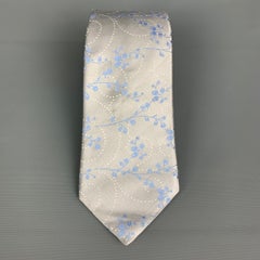 CALVIN KLEIN Silver Floral Silk Tie