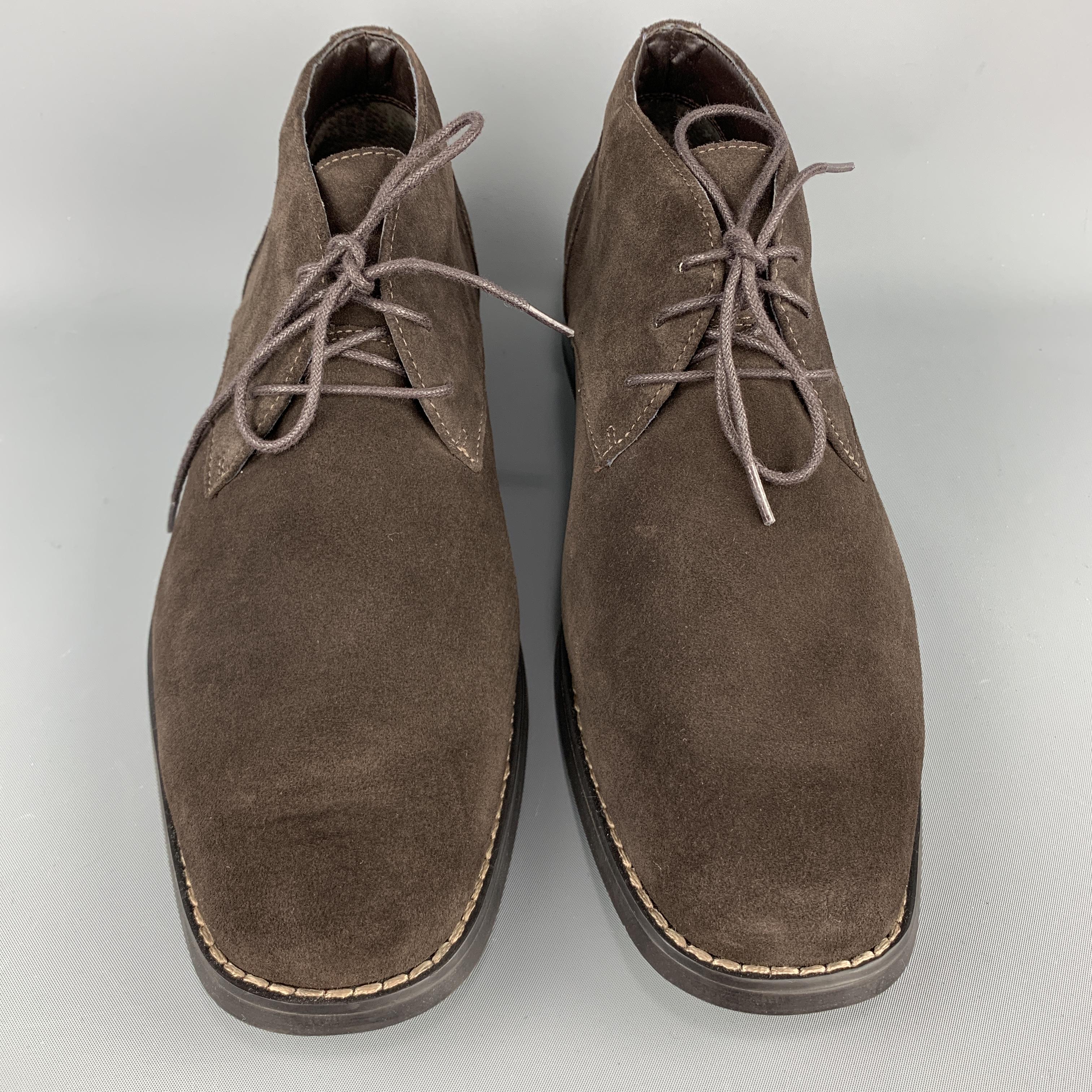 Brown Suede Rubber Sole Chukka Boots 
