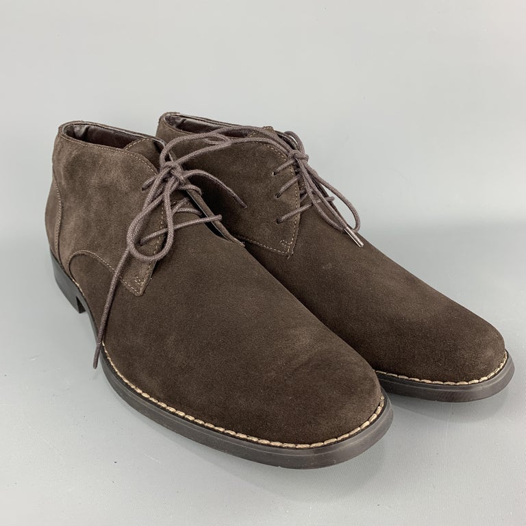 CALVIN KLEIN Size 10.5 Brown Suede Rubber Sole Chukka Boots For Sale at ...