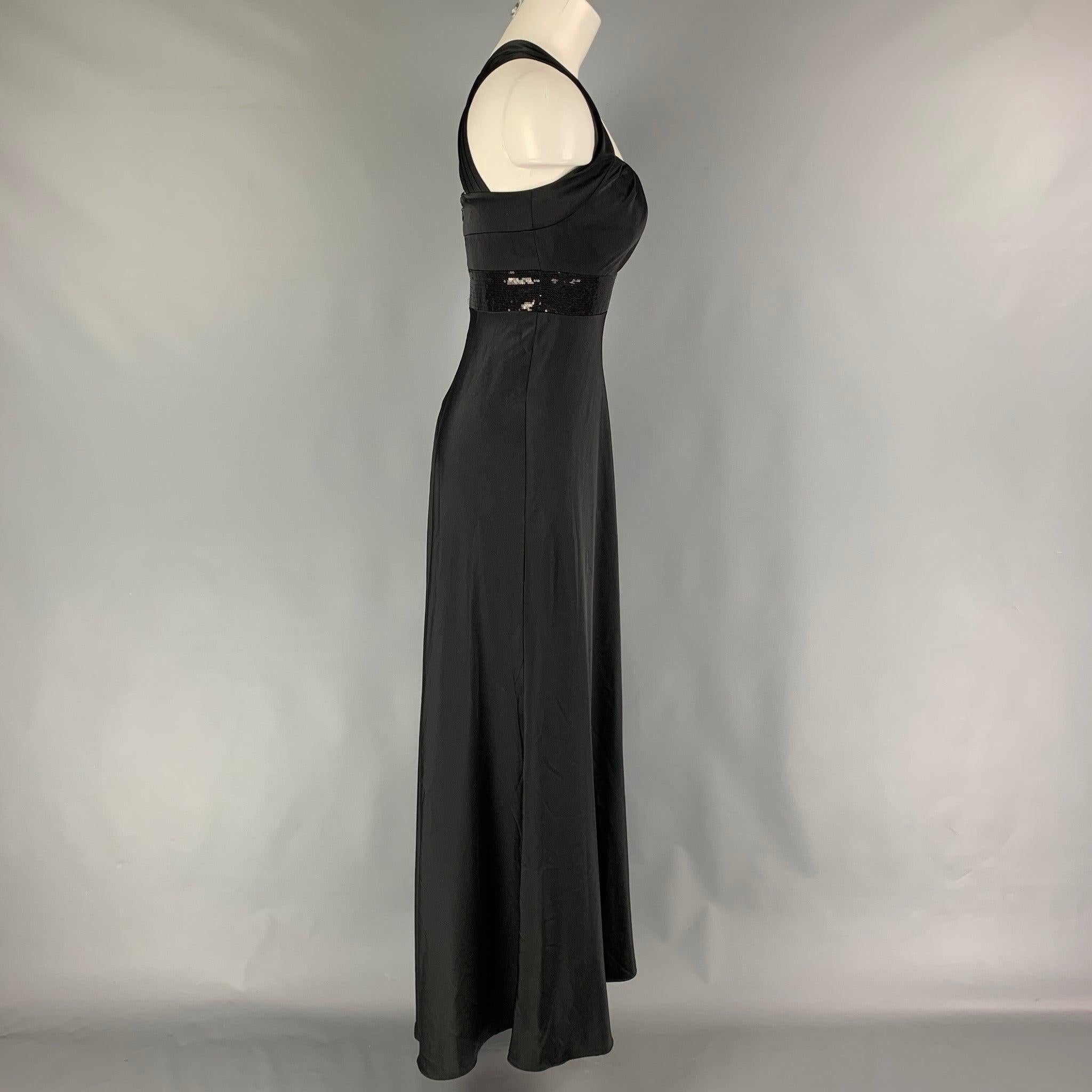 Women's CALVIN KLEIN Size 2 Black Polyester Long Evening Gown For Sale
