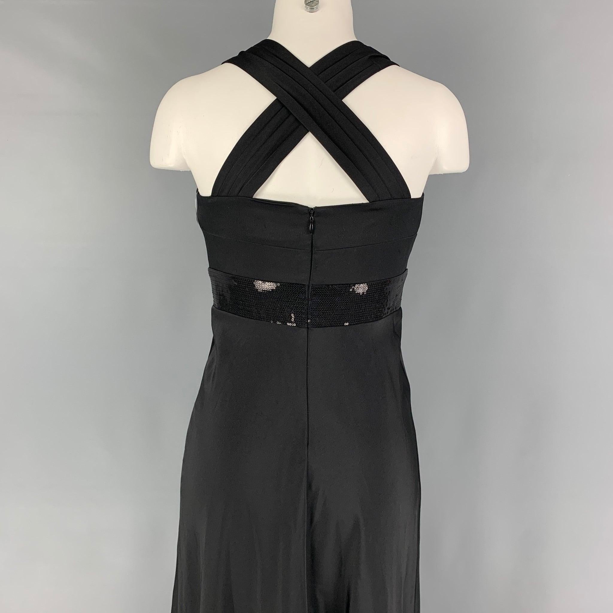 CALVIN KLEIN Size 2 Black Polyester Long Evening Gown For Sale 2