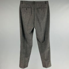 CALVIN KLEIN Size 32 Black Glenplaid Wool Blend Flat Front Dress Pants