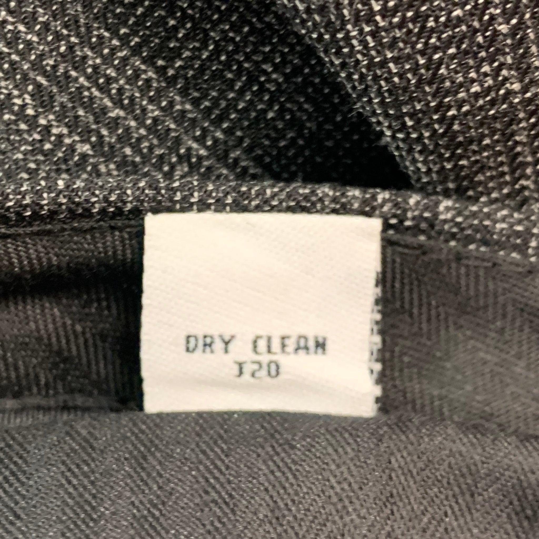 CALVIN KLEIN Size 32 Black Glenplaid Wool Blend Flat Front Dress Pants For Sale 1