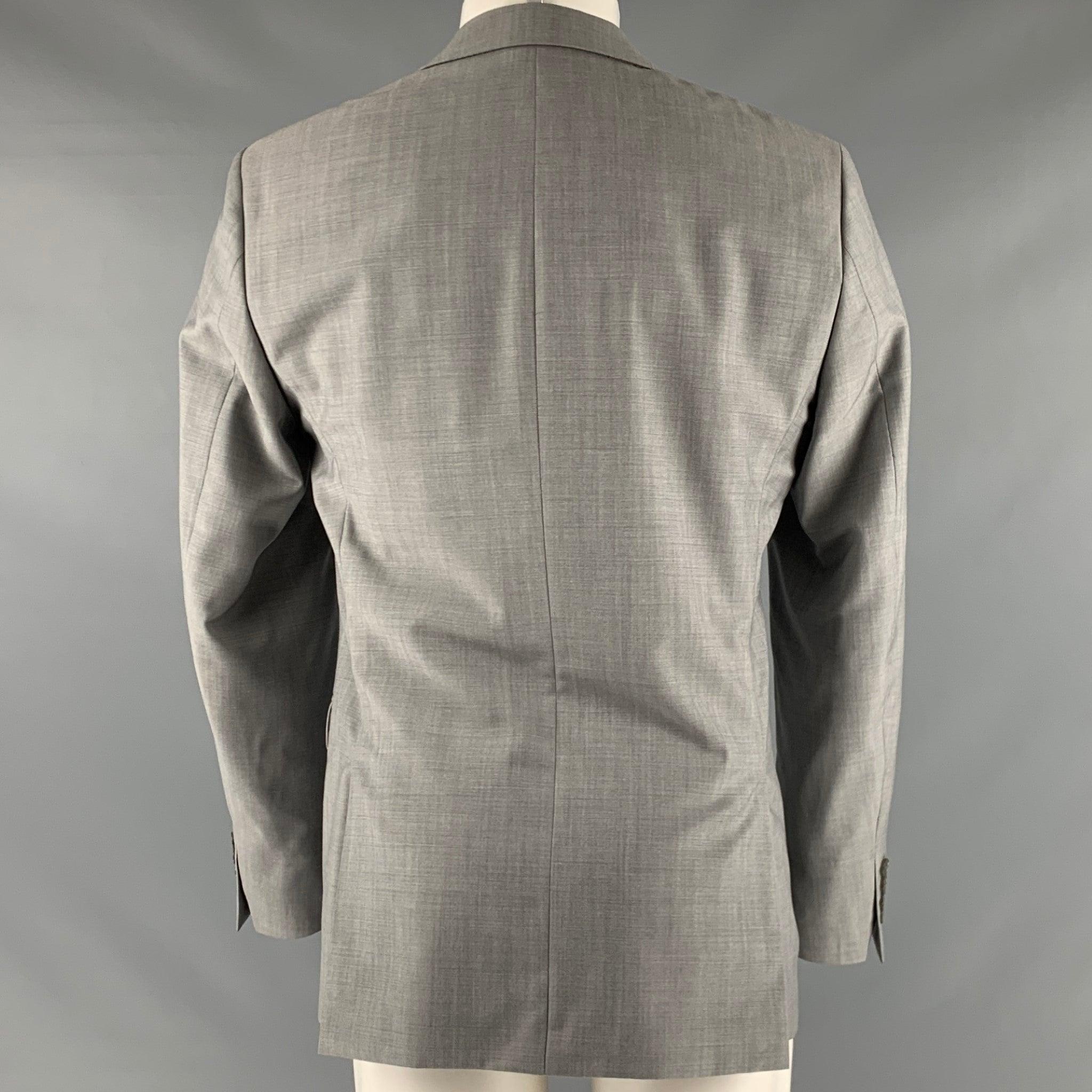 CALVIN KLEIN - Manteau de sport en laine gris à revers clouté, taille 38 Pour hommes en vente