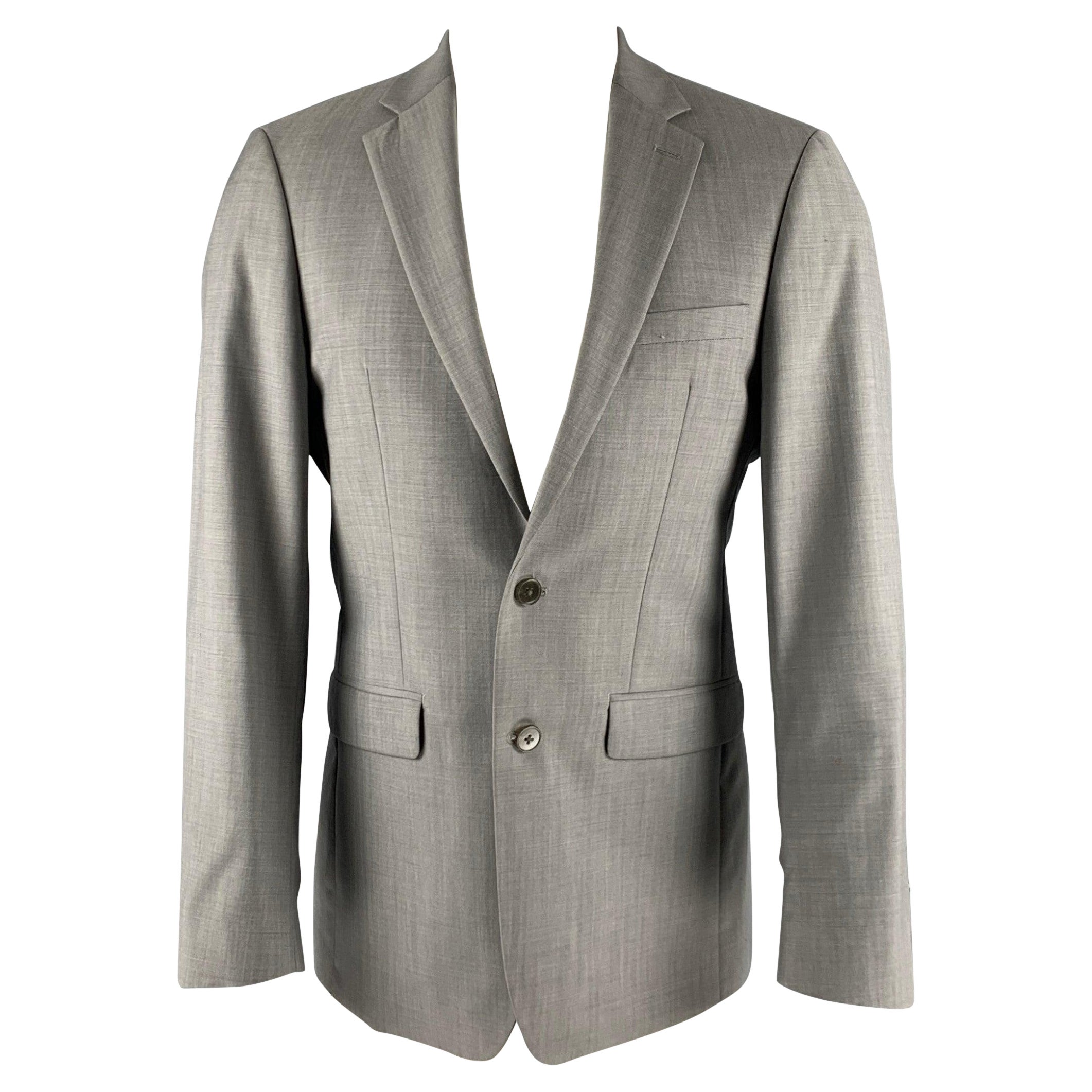 CALVIN KLEIN Talla 38 Abrigo de lana gris con solapa de muesca