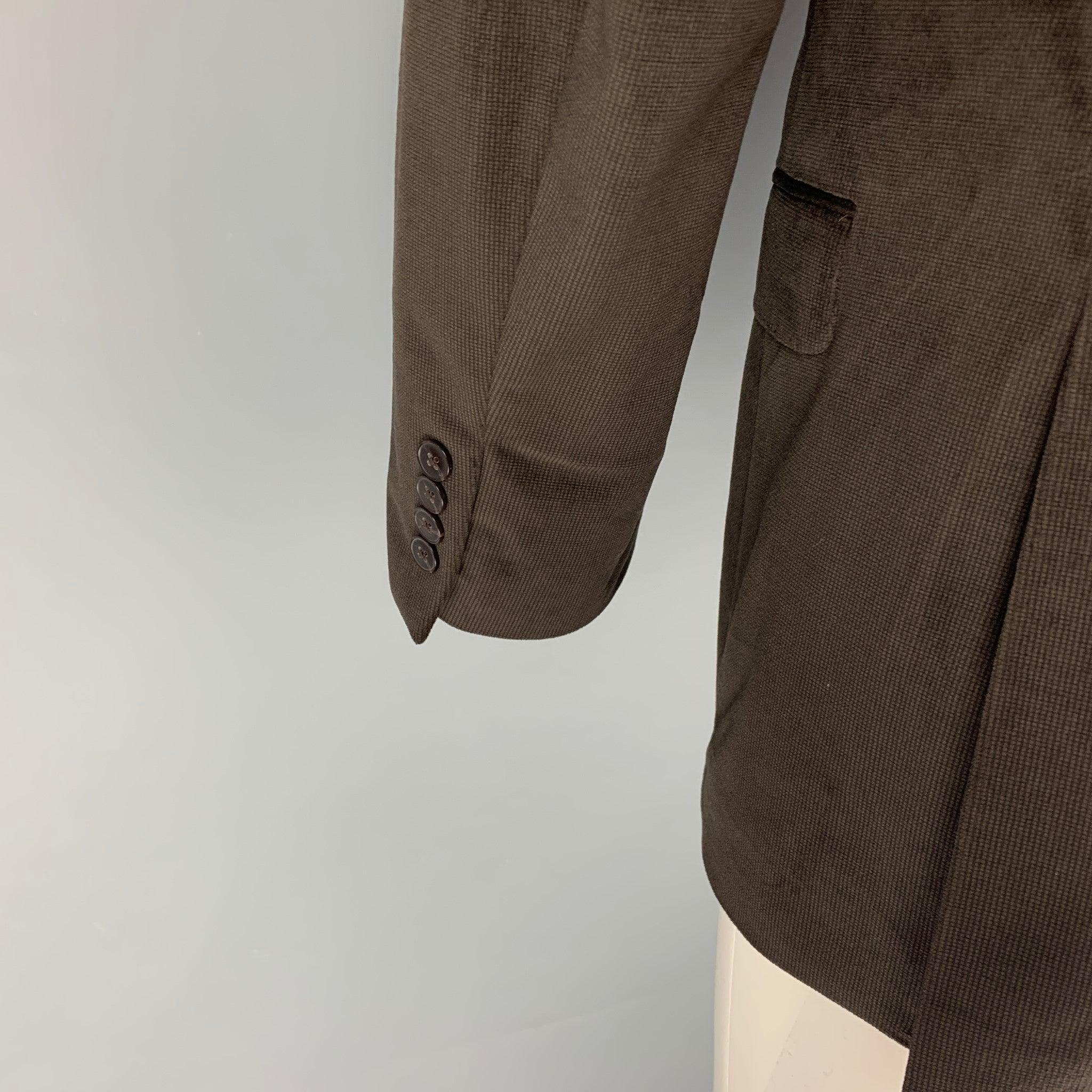 CALVIN KLEIN Size 40 Brown Polyester Notch Lapel Sport Coat For Sale 1